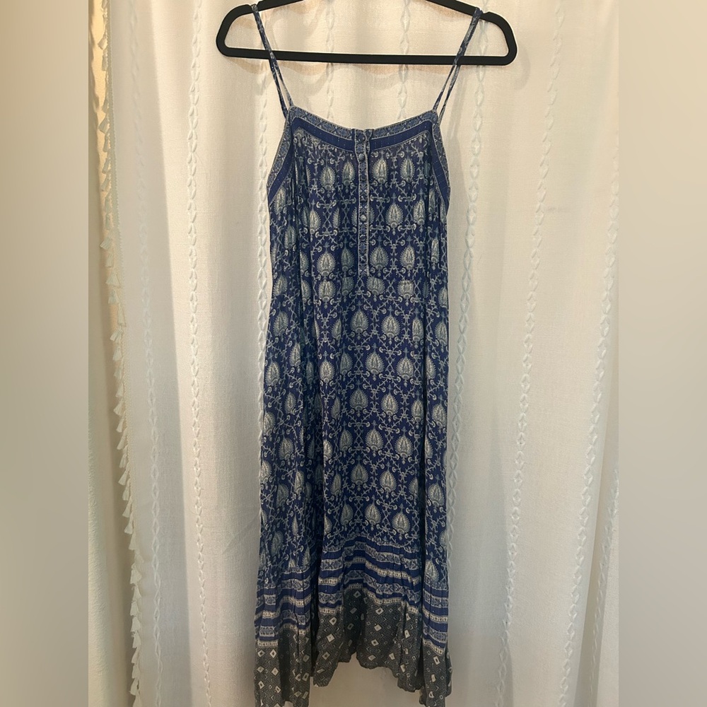 Spell Navy and Cream Patterned Maxi Dress